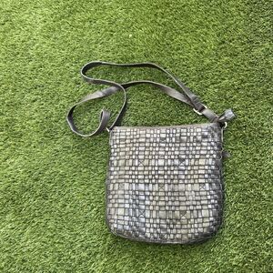 Vilenca Holland Genuine Leather Black Woven Crossbody Bag Casual Office